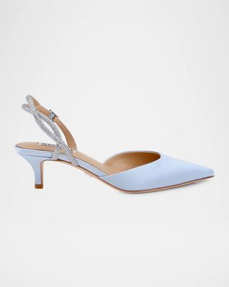 Badgley Mischka Yulianna 45MM Satin Slingback Pumps