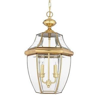 Netlighting Newbury 2 Light Large Outdoor Ceiling Chain Lantern Polished Brass E14