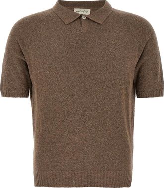 Maryya Polo Shirts, male, Brown, L, Bouclé Cotton Polo Shirt