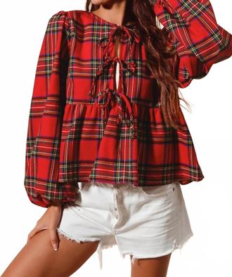 So Me Christmas Plaid Top In Red