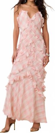 LoveShackFancy Ellietta Tartan Ruffle Maxi Dress In Pink