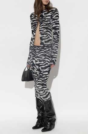 The Attico Animal Print Skirt, Womens, Black