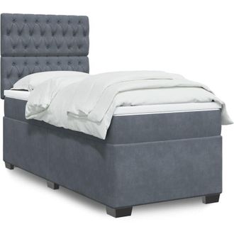 vidaXL Vidaxl - Cama Box Spring Con Colch&oacute;n Terciopelo Gris Oscuro 90x200 Cm