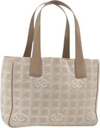 Chanel Pre-owned Tote Bags, female, Beige, Size: ONE SIZE Pre-owned Vintage Nylon Tote Bag