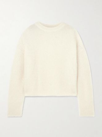 Toteme Pullover In Misto Mohair A Coste - Ecru