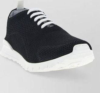 Kiton knit upper sneakers pull tab rubber sole