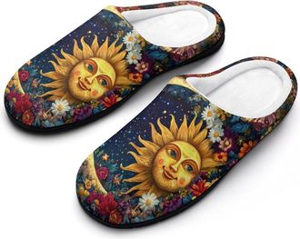 Generic Sun And Moon Mens Slippers Comfortable And Non-slip Cotton Slipper Shoe for House