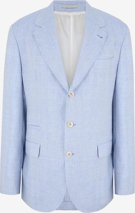Brunello Cucinelli Blazer aus Leinen-Woll-Serge mit Fischgr&auml;tenmuster