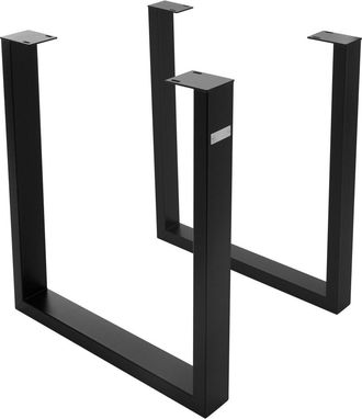 ML Design 2x patas de mesa industrial 70x74 cm acero negro mate en forma de u