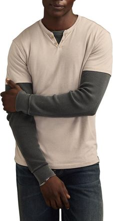 Lucky Brand Venice Button Neck Cotton Blend T-Shirt in London Fog at Nordstrom, Size Xx-Large