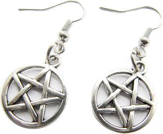 Generic Silver Pentagram Earrings, Pentacle,Earrings, Boho, Protecti