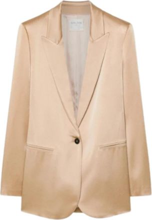 Forte_Forte Elegante blazer van omgekeerd satijn - Dames - Blazers - Beige - L - Satijn - Jassen