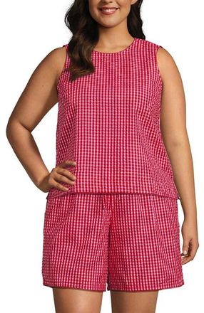 Lands End Seersucker Matchback Shell in Compass Red/pink Gingham at Nordstrom, Size 3X