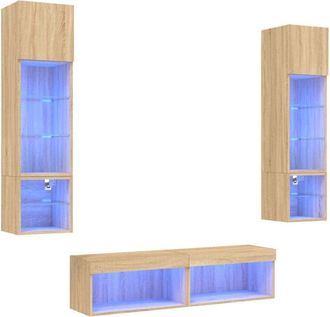 vidaXL Vidaxl - 6 Piece tv Wall Units with led Sonoma Oak Engineered Wood
