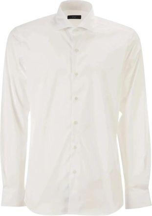 Fay Regular Fit overhemd van stretchpoplin - Heren - Zakelijke Overhemden - Wit - XL - Katoen - Overhemden