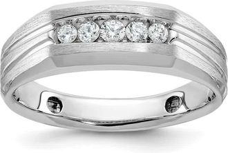 Diamond2Deal 14k White Gold Lab Grown Diamond 5-Stone Band Ring 1/4Ct Clarity- VS Color- G-H
