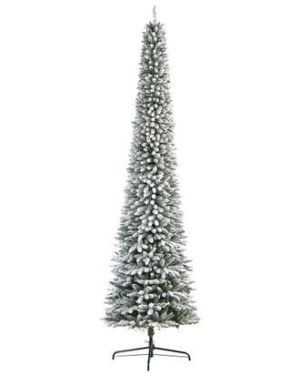 Nearly Natural 11Ft. Flocked Pencil Artificial Christmas Tree