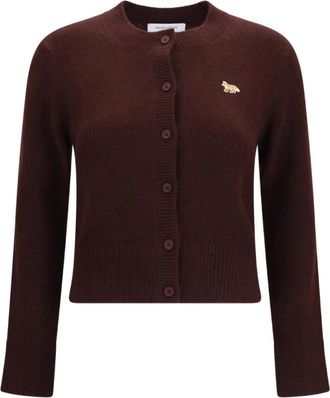 Maison Kitsun&eacute; Baby Fox Vest - Dames - Vesten - Bruin - L - Wol - Truien & Vesten