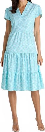 Jude Connally Libby Midi Dress In Star Lattice Light Blue