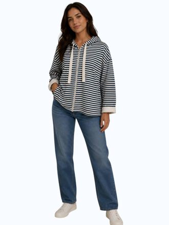 Max Mara Stripe Zip Up Hoodie In Blue