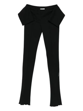 Off-white flared-leg ruffled trousers - Black