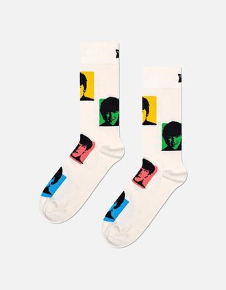 Happy Socks Womens The Beatles Silhouettes Socks, White - Size: 9.5/12.5/12/11.5/11/10.5/10/13/9/8/8.5