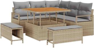 vidaXL Garden Sofa Set with Cushion 8 pcs Beige and Light Grey vidaXL