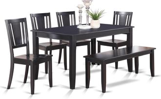 East West Furniture 6 Pc Dining Table with bench-Dining Table and 4 Dining Chairs and Bench