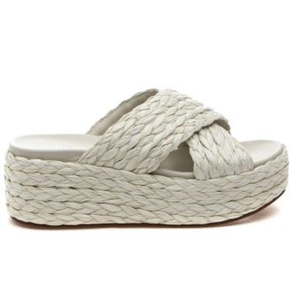 J/Slides Womens Quiver Sandal In Bone Raffia
