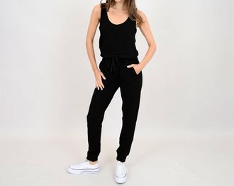 RD Style Yohna Slub Terry Tank Jumpsuit In Black