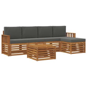 vidaXL Conjunto De Sof&aacute;s De Exterior 6 Pcs Natural Y Antracita Vidaxl