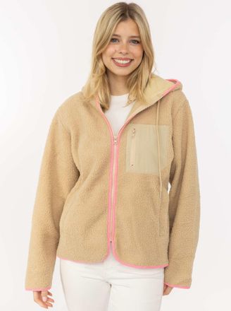 Zwillingsherz Kapuzensweatjacke ZWILLINGSHERZ Classic, Damen, Gr. XL, beige, Obermaterial: 100% Polyester, Sweatjacken Kapuzensweatjacke, kuschelig weich, mit Tasch