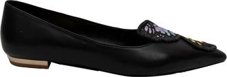 Sophia Webster Butterfly Embellished Ballet Flats in Black Leather