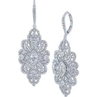 Jardin Open Work Filagree Drop Earrings in Clear Silver at Nordstrom Rack