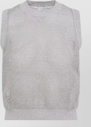 PESERICO tricot knit gilet round neckline lurex
