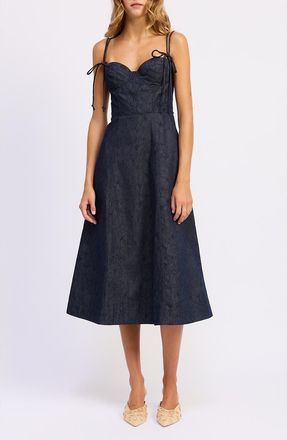 En Saison Darby Sweetheart Neck Midi Dress in Indigo at Nordstrom, Size X-Small