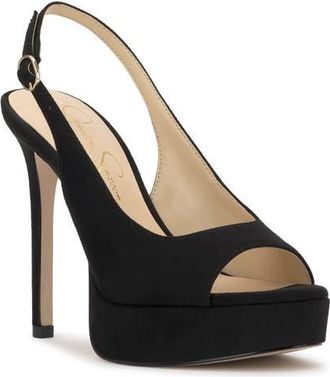 Jessica Simpson Sibilla Slingback Platform Sandal in Black at Nordstrom, Size 8.5