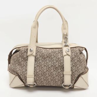 DKNY Dkny Beige/brown Signature Canvas And Leather Satchel