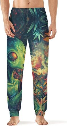 Generic Green Aliens Weed1 Mens Pyjama Bottoms Pjs Pajama Pants Lounge Joggers Sweatpants Casual Sleepwear