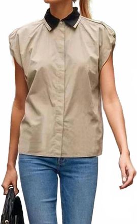 Vava Detachable Collar Blouse In Khaki