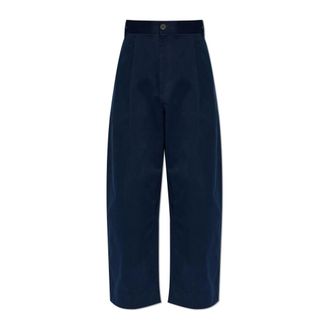 STUDIO NICHOLSON Wide Trousers, male, Blue, S, Sorte Trousers