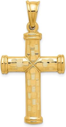 Diamond2Deal 14k Yellow Gold Hollow Diamond-cut Cross Pendant
