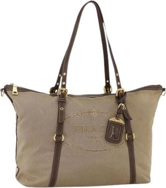 Prada Pre-owned Tote Bags, female, Beige, Size: ONE SIZE Pre-owned Vintage Tote Bag