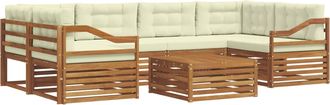 vidaXL Conjunto De Sof&aacute;s De Exterior 7 Uds. Natural Y Crema Vidaxl