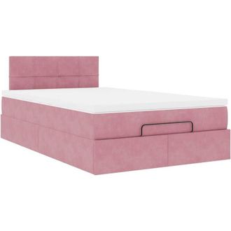 vidaXL Cama Otomana Con Colch&oacute;n Terciopelo Rosa 120x190 Cm Vidaxl