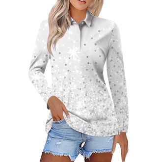 Generic Women Lady Fit Long Sleeve Polo Shirts Cotton Collared Lightweight Moisture Wicking Golf T-Shirt 2025 Fashion 3 Buttons Work Casual Tennis Tops Sports