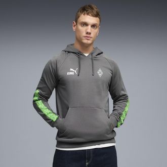 Puma Felpa con cappuccio Borussia M&ouml;nchengladbach FtblKING da uomo, Abbigliamento, Grigio, XXL