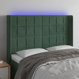 vidaXL Cabecero Con Led De Terciopelo Verde Oscuro 147x16x118/128 Cm Vidaxl