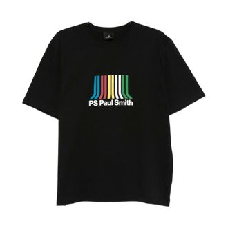 Paul Smith T-Shirts, male, Black, S, Striped Graphic Cotton T-shirts and Polos