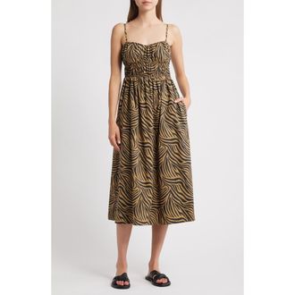 Rails Breeze Shirred Bodice Cotton Blend Sundress in Cayman at Nordstrom Rack, Size X-Small